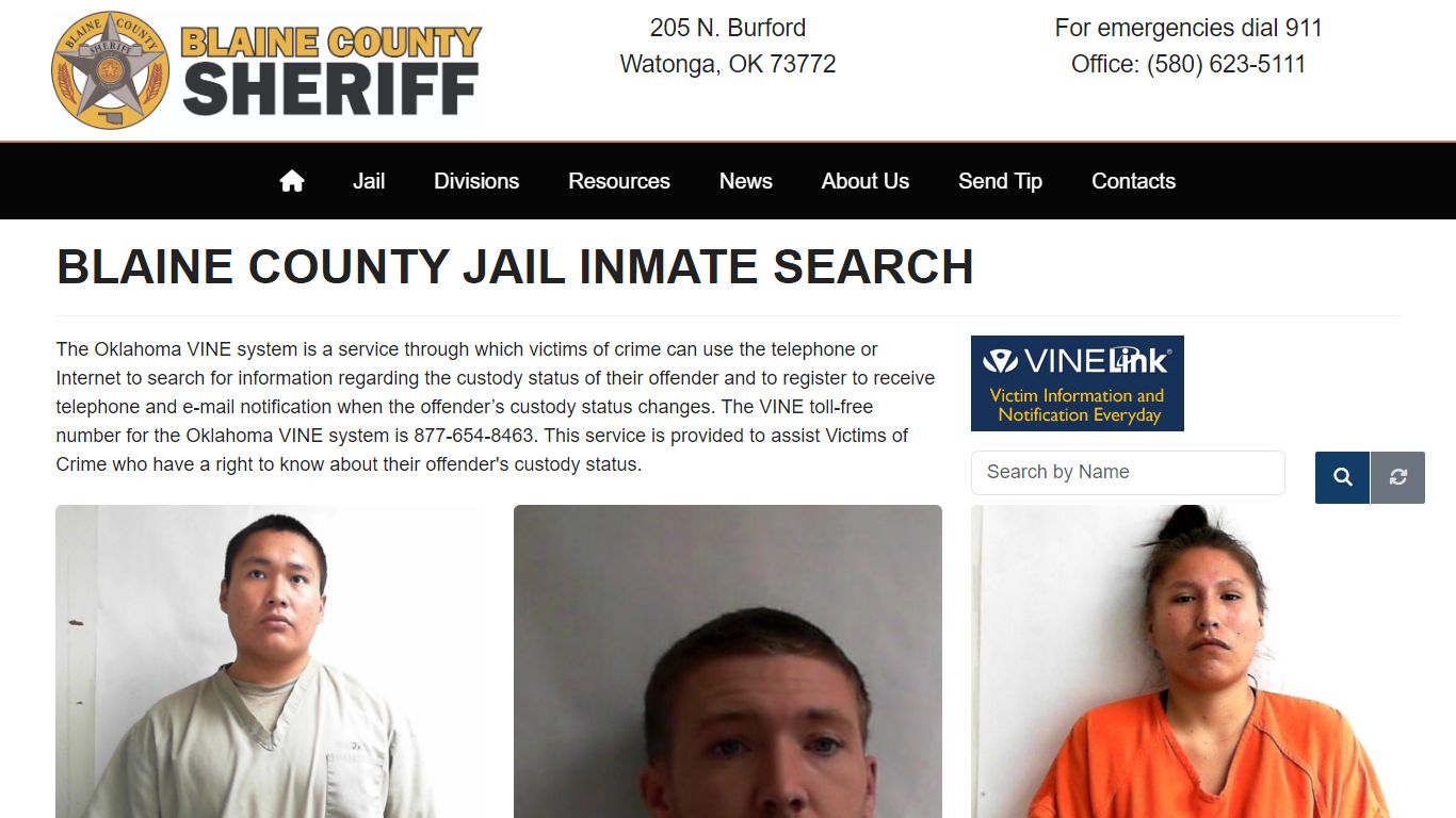 Inmate Search - Blaine County Sheriff's Office Oklahoma Watonga, OK